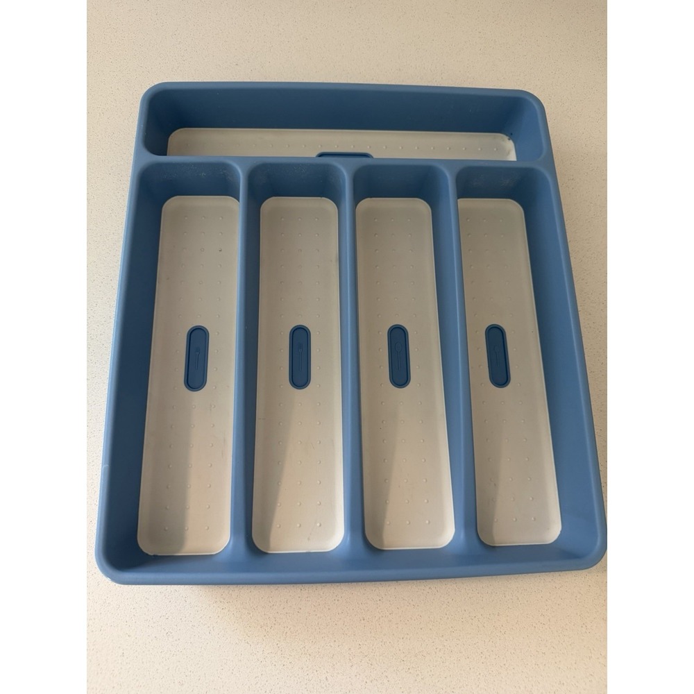 Madesmart Classic Silverware 5 - Compartments Drawer Organizer Tray Cottage Blue